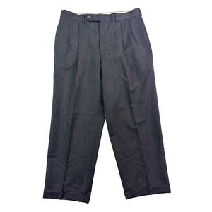 vtg Corbin‎ Nordstrom 34x28 Charcoal Dress Suit Pants USA Pleated Cuffed Wool